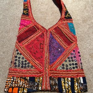 Handcrafted boho tote bag